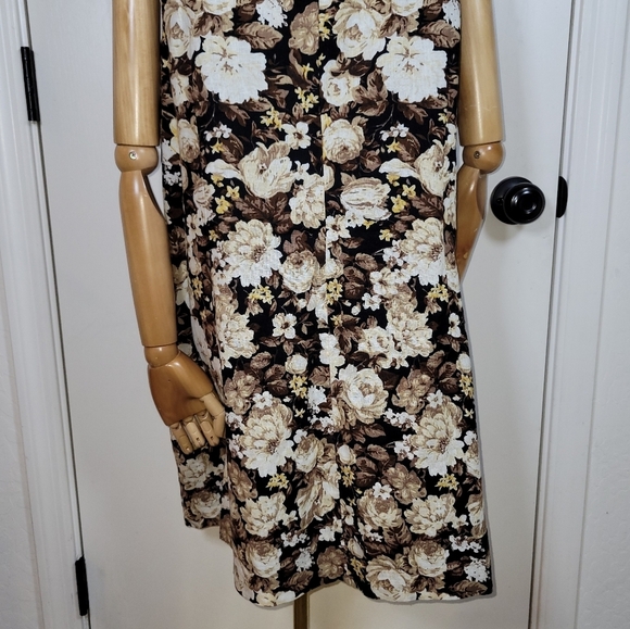 Abercrombie & Fitch Black Floral Cotton Linen Mini Dress Size XXLP Sundress - Picture 7 of 11